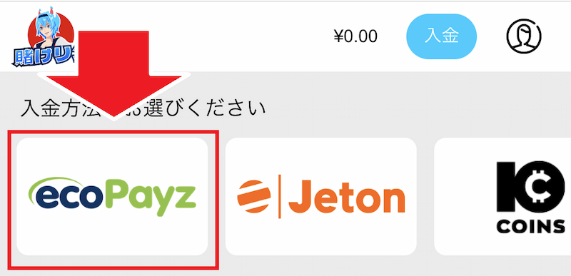 賭けっ子リンリン 入金手順2