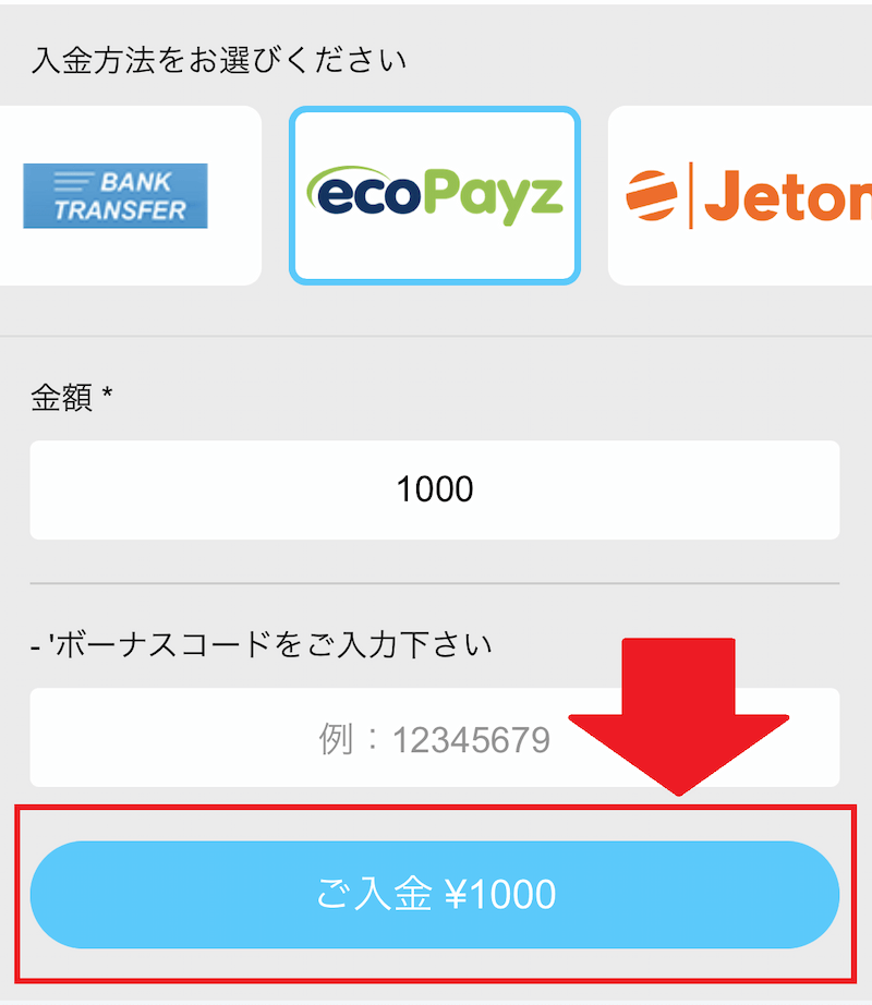 賭けっ子リンリン 入金手順3